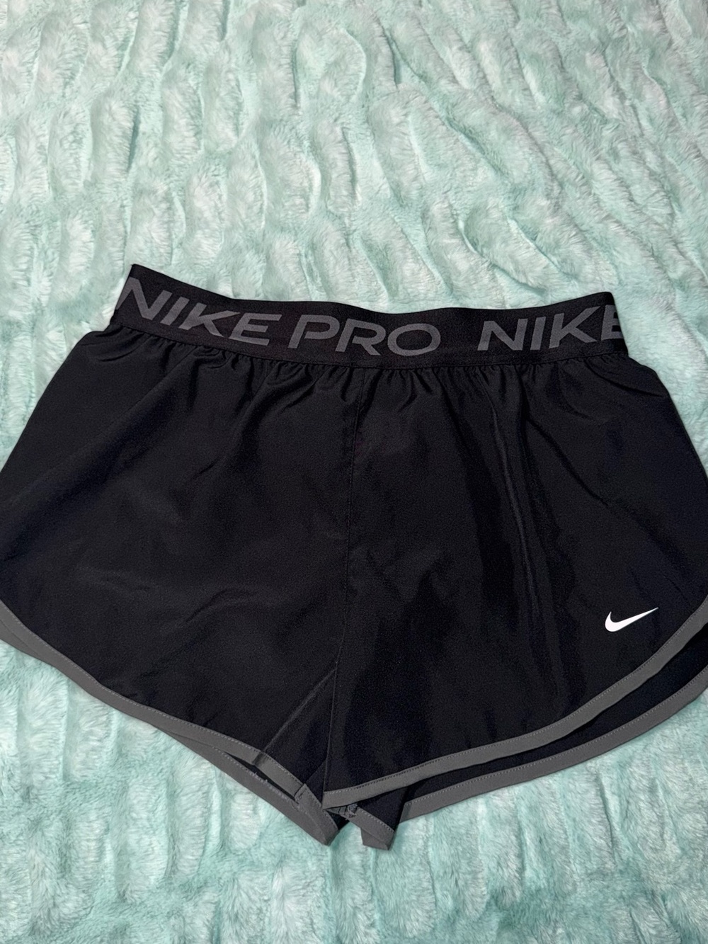 Nike Pro Black Women's 2 in 1 Athletic Shorts with Gray Trim